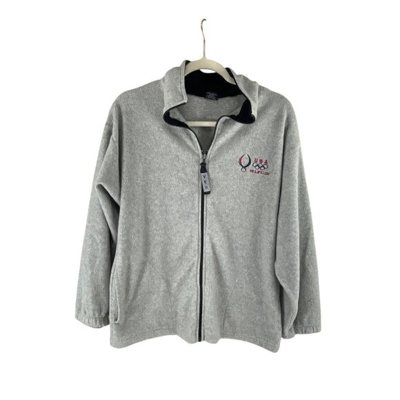 Beijing 08 USA Olympic Gray Fleece Jacket Full Zip M Sporty Athletic - Picture 6 of 6